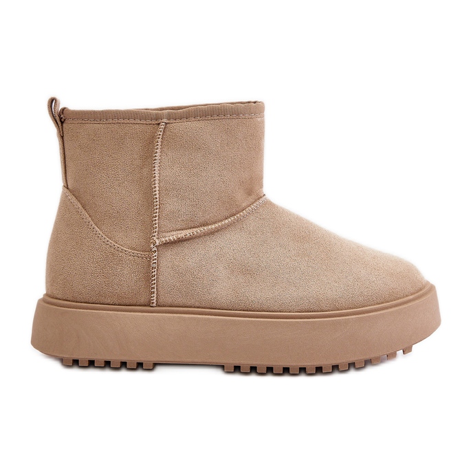 Botas de nieve con plataforma para mujer confeccionadas en ante ecológico Beige Atteria Botas de nieve con plataforma para mujer confeccionadas en ante ecológico Beige Atteria