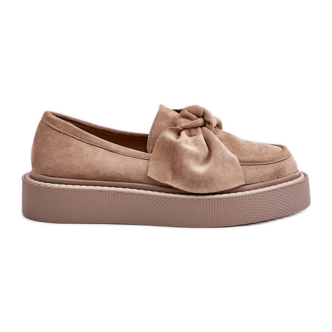 Mocasines De Mujer Con Plataforma Y Lazo, Beige Naivine