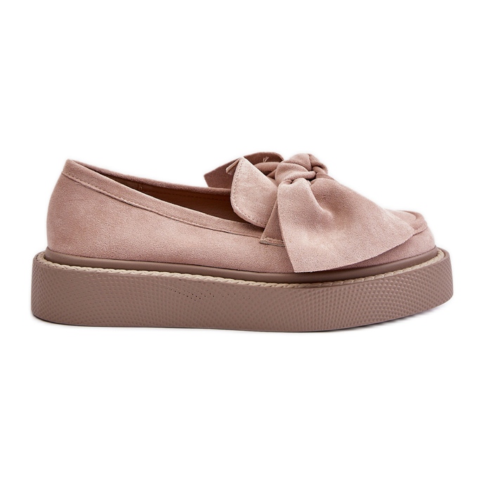 Mocasines De Mujer Con Plataforma Y Lazo, Rosa Empolvado Naivine rosado