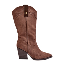 Botas Vaqueras Aislantes Con Tacón Alto, Ante Ecológico Marrón, Hanivin Botas Vaqueras Aislantes Con Tacón Alto, Ante Ecológico Marrón, Hanivin