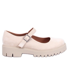 Holmess Bailarinas beige con plataforma y tiras