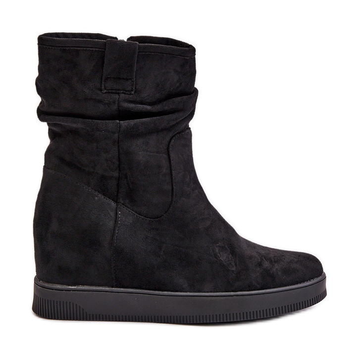 Botas con empeine con volantes y cuña oculta, Negro Zinradea