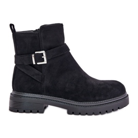 Botas aislantes de ante ecológico con cremallera y hebilla, negro Zinovelle