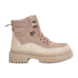 Botas Trapper con cordones de mujer Rabaria Beige