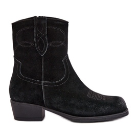 Botas Cowboy Mujer Ante Tacón Bajo Cálidas Sergio Leone BT284-S Negro