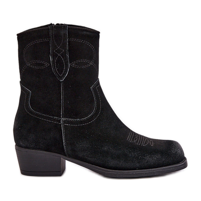 Botas Cowboy Mujer Ante Tacón Bajo Cálidas Sergio Leone BT284-S Negro