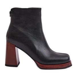 S.Barski Botas De Mujer De Piel Con Tacón Alto Con Aislamiento D&amp;A JC42-37 Negro