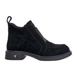 S.Barski Botas bajas de ante con tacón plano con aislamiento D&A JC42-23 Negro S.Barski Botas bajas de ante con tacón plano con aislamiento D&A JC42-23 Negro