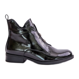 Botas De Charol Con Cremallera Aislante Tacón Plano S.Barski HY42-717 Negro