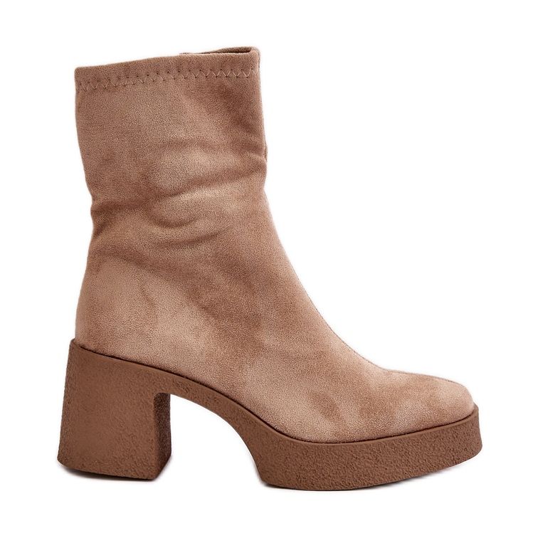 Botas de mujer con plataforma y tacón macizo S.Barski HY42-739 Beige Botas de mujer con plataforma y tacón macizo S.Barski HY42-739 Beige