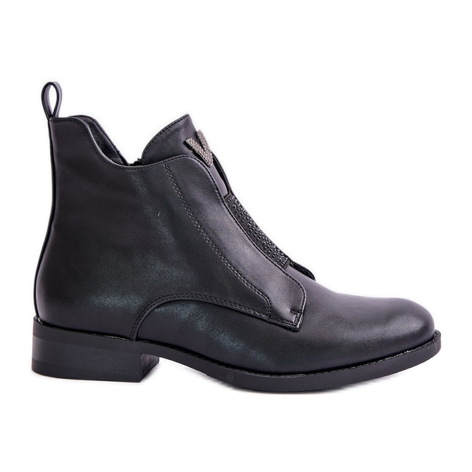 Botas bajas de mujer con tacón plano Warmed Black S.Barski HY42-119 Black negro
