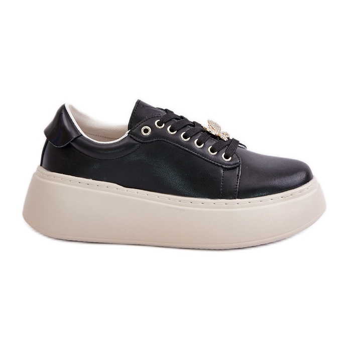 Deportivas Mujer de Piel con Plataforma y Pin Vinceza 89101 Negro
