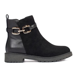 Botas negras de mujer con hebilla decorativa negro