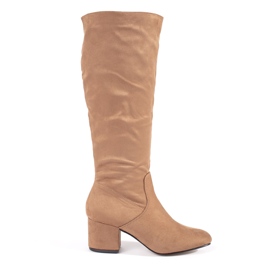 Botas tacón mujer ante beige