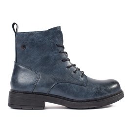 Botines de mujer de piel con cordones azul marino Sergio Leone