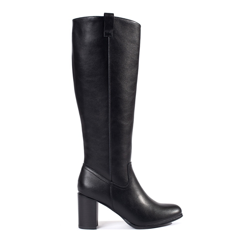 Botas de tacón de mujer clásicas de piel negras de Sergio Leone negro