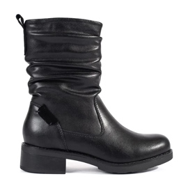Botines de mujer de piel negra con tacón bajo Sergio Leone negro