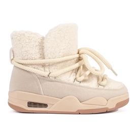 Seastar Botas de nieve de mujer beige con suela gruesa.