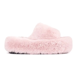 Seastar Zapatillas de casa peludas de color rosa sobre una plataforma. rosado