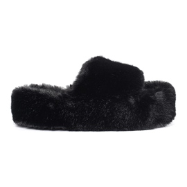 Seastar Zapatillas de casa de pelo negro con plataforma.