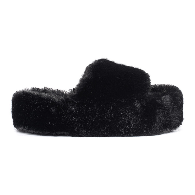 Seastar Zapatillas de casa de pelo negro con plataforma.