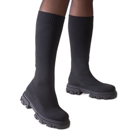 Botas plataforma Nazira tejido negro