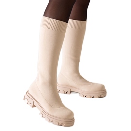 Botas de tela beige con plataforma Nazira.