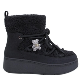 Remati Botas de nieve negras con borreguillo negro
