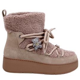 Botas de nieve Remati Khaki con borreguillo marrón