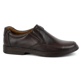 KOMODO Zapatos de hombre fabricados en piel natural slip-on 854K, marrón oscuro