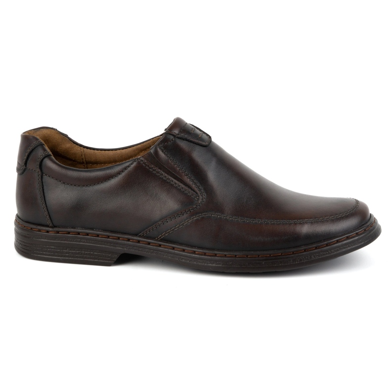 KOMODO Zapatos de hombre fabricados en piel natural slip-on 854K, marrón oscuro