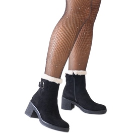 Botines negros decorados con pelo de ante ecológico Amtula