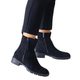 Botines negros altos con plataforma de ante ecológico de Zahra