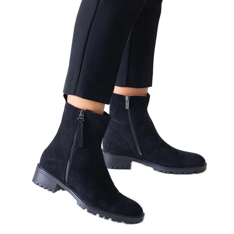 Botines negros altos con plataforma de ante ecológico de Zahra