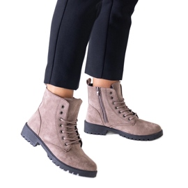 Botas trabajadoras de ante ecológico marrón con plataforma Barosa
