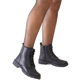 Botas obreras en ecopiel negra con plataforma Barosa negro