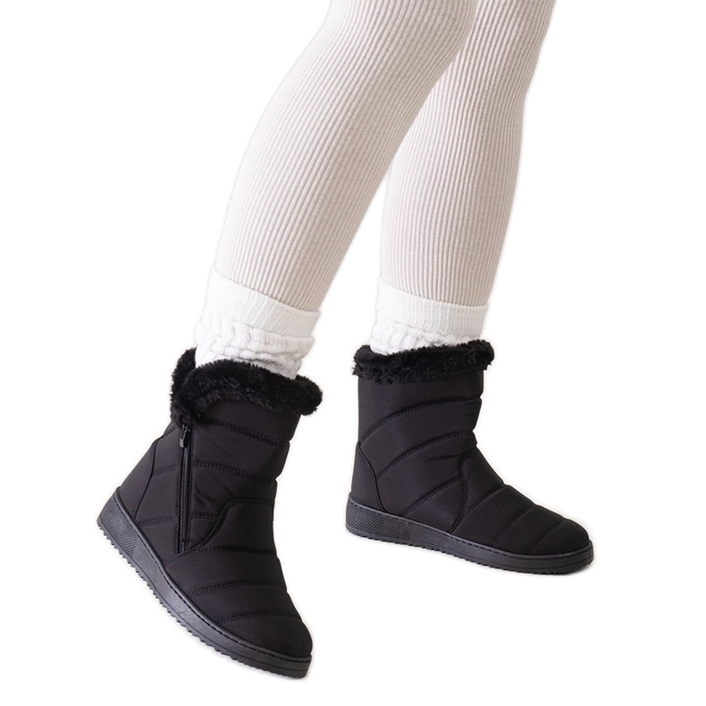 Botas de nieve negras decoradas con piel Khit. negro Botas de nieve negras decoradas con piel Khit. negro