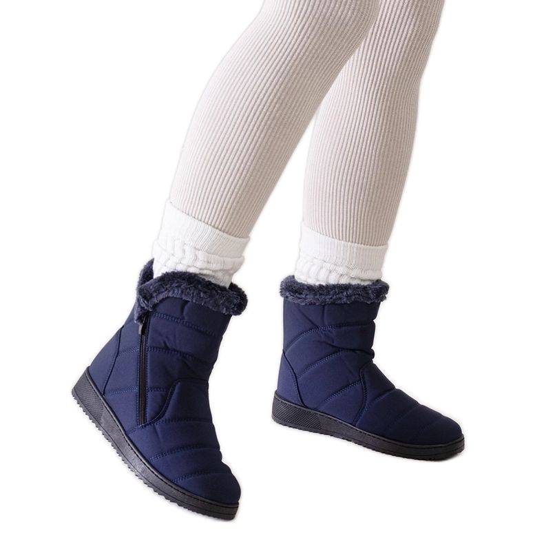 Botas de nieve azul marino decoradas con piel Khit