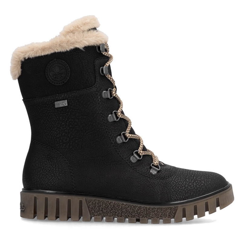 Botas impermeables de mujer con pelo, negro Rieker Y3424-00