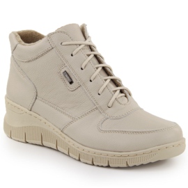 Botines mujer cómodos de piel con cuña ekri Helios 543 beige