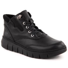 Botas de mujer de piel con plataforma, negro Helios 561