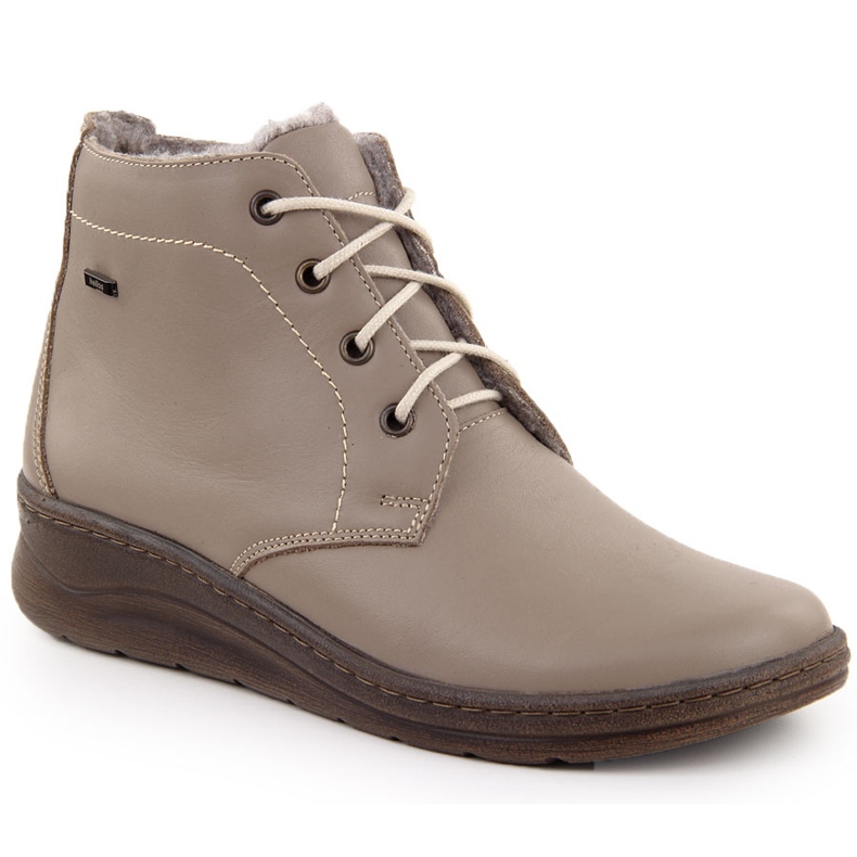 Botas cuña mujer cómodas invierno piel beige Helios 584 Botas cuña mujer cómodas invierno piel beige Helios 584