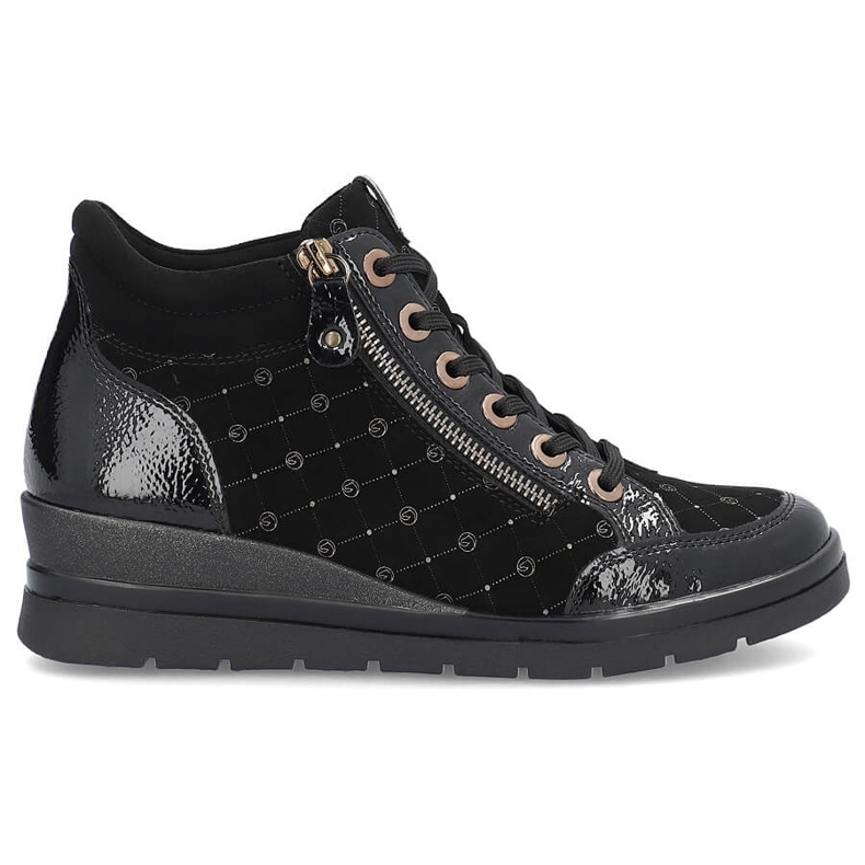 Rieker Botas de mujer en piel, charol Remonte R0773-04 negro