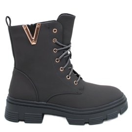 Clend Botines militares con cordones caqui verde