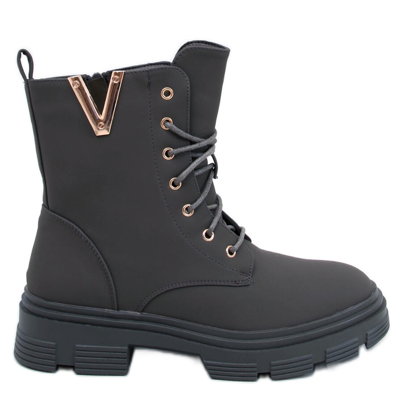 Clend Botines militares con cordones caqui verde