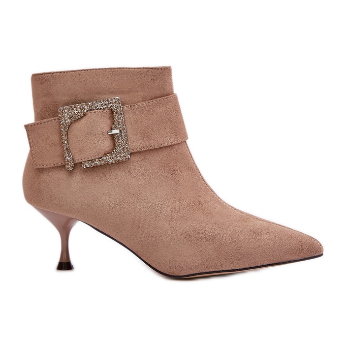 Botines De Mujer Con Tacón Alto Y Hebilla Decorativa, Nirilis Beige