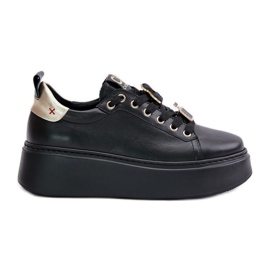 Zapatillas Mujer De Piel Con Pins En La Plataforma CheBello 4596 Negro