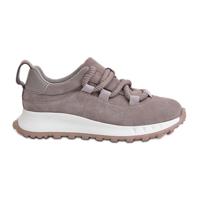 Zapatillas Mujer Ante Con Cordones Gruesos Artiker 54C1465 Gris
