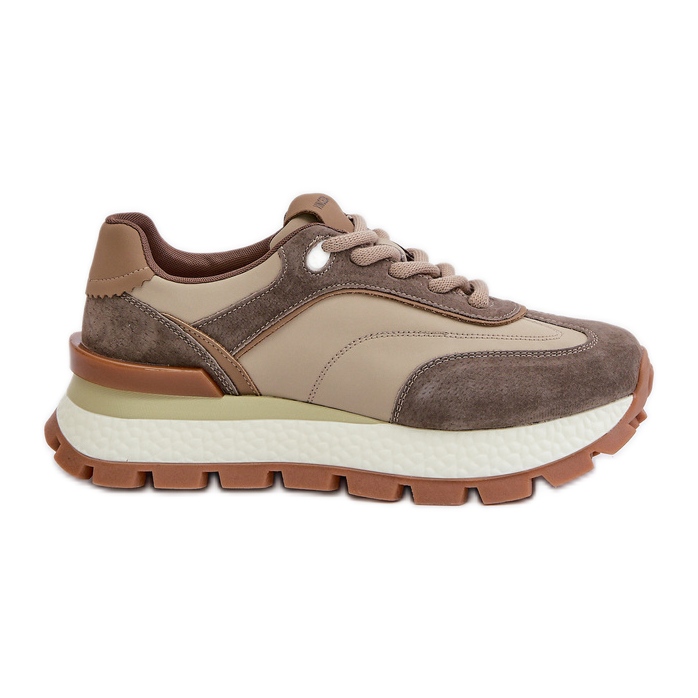 Deportivas de Mujer con Plataforma Fabricadas en Piel Natural Vinceza 41465 Beige
