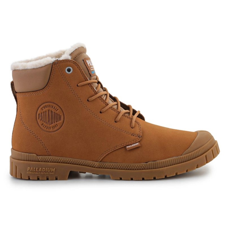 Zapatos impermeables de cuero con puños palladium sp20 wl 79067-257-m caoba marrón